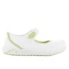 Nilda Mary-Jane Nursing Shoe in White with Green Trim