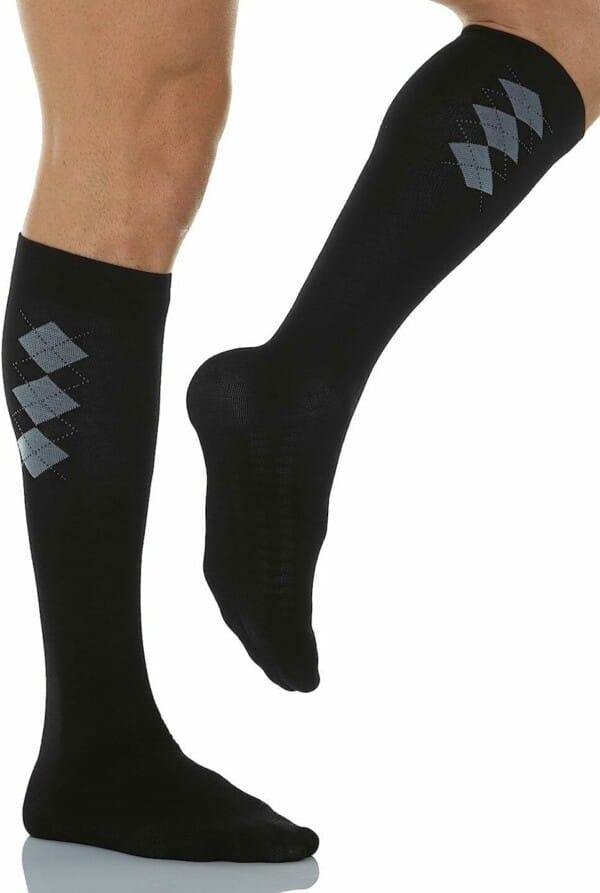 Argyle Patterned Cotton Knee-high Compression Socks 18-22 mmHg - Image 5
